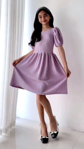 AFS -GLENDA PUFF SLEEVE MINI DRESS FOR KIDS 7-12 YEARS OLD |BARK CREPE | FREESIZE [JZZ]