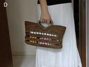 DaVee | Handmade woven Raffia straw bag tote bag top-handle straw bag large basket bag beach bag