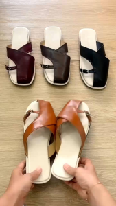 Yongyohana - Slingback Sandal Wanita Selop Teplek Fashion Kekinian Sol Karet Bergaris / Sendal Slop
