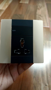 Pengenalan Saklar Stop Kontak Gold Brown LED Indicator 1 Way