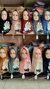 Kerudung Anak Labubu Ped instan 3-7