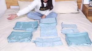 【SG Seller】 8 Pcs Set Travel luggage Organizer Clothes Luggage Packing Cubes Clothing Sorting Packages Organizer Box