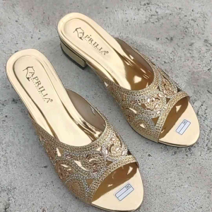 Sandal heels payet pesta wanita hak tahu 3cm/sandal selop pengantin terbaru kekinian/sendal pesta kondangan wanita mewah dan elegant/wedding shoes silver gold sendal formal wanita