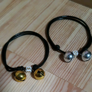 Kalung Kucing Anjing Mini Motif Tali Korea Lonceng Double Inisial