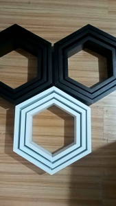 Hexsagonal floating shelves