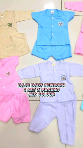1Set 3Pasang New Born Baby Baju Tidur.