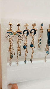 Astronaut & Planet Irregular Tassel Matching Blue Universe Earrings 宇航员 & 星球 不规律流苏的搭配 蓝蓝宇宙系列耳饰