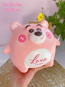 (21x15x14cm) 🍓 Gấu Dâu Love - Mã SP 108 Heo đất Lotso thạch cao nước sơn bóng đẹp