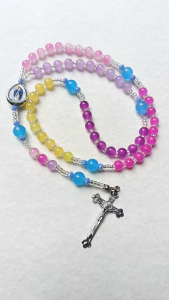 Bonsays 6mm Colorful Rosary glass and crystal beads with free pouch