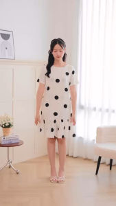 Mommade ชุดให้นม เดรสให้นม Pokadot Raffel Dress