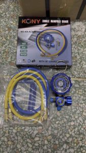 KONY เกจ์วัดน้ำยาแอร์ เกจเดี่ยว พร้อมสายเติมน้ำยา 36 นิ้ว สีน้ำเงิน R-22 R-32 กำหนดสำหรับ KN-AC006 เช่นกัน การเติมเข้าระบบแอร์