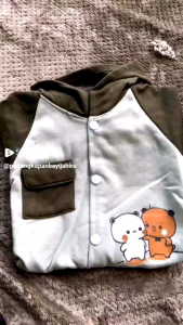 Jaket Bayi Saku Reglan Motif Duo Bear