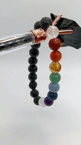 The Natural Life Chakra Healing Essential Oil Diffuser Bracelet – Red Jasper Carnelian Citrine Green Aventurine Angelite Lapis Lazuli and Amethyst