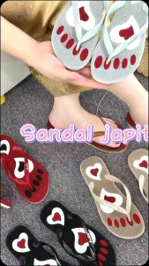Sendal Jepit Rematik Santai Cewek Jely Karet Motif Love A725-6: SANDAL REMATIK WANITA TERBARU
