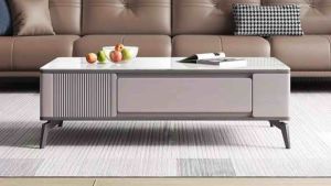 Bàn trà đơn Sofa phòng khách AERIAL cốt gỗ MDF phủ sơn bệt kết hợp mặt kính hoặc đá và chân kim loại sang trọng BT-09