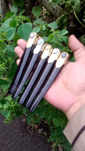 Pipa Kayu Gali Kelor Hitam Kombi Ring Alpaka Super