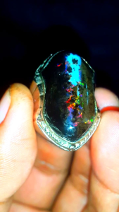 Cincin Batu Black Opal Sempur Banten Natural Jarong Bahan Ranting