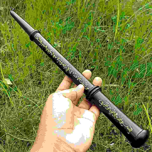 Tongkat komando kayu galih kelor hitam tenggelam di air ukir hizib panjang ±35 cm