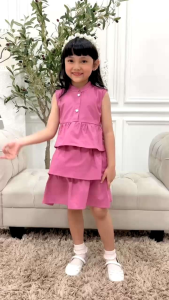 Dress Anak Ayumi Bahan Poplin Hooneybee Warna Lilac Size 1-5 Tahun