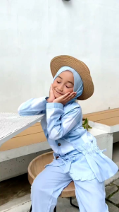 Setelan Anak Perempuan Orisabilaqu Oneset Harumi 4in1 Free Pashmina Kantong Kecil Set Mahnur Free Hijab Instant