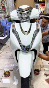 Decal màu trắng ánh tím 3 lớp cao cấp Dán đổi màu xe máy
