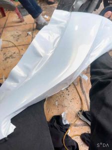 Decal màu trắng ánh xanh 3 lớp cao cấp Dán đổi màu xe máy