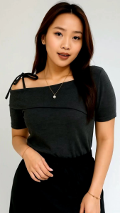 Sabrina knit top Atasan wanita  terbaru Basic short sleeve korean Atasan baju wanita lengan pendek pita wanita Crop Casual Cewek Dewasa Knitwear Pita Rib Tebal Nyaman Lembut