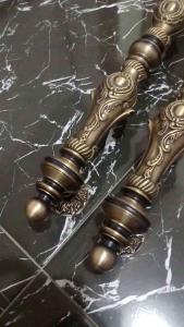 Handle Gagang Pintu Kuningan Baut Tembus Panjang 60cm Moddel Luksor Cincin Berbahan Full Kuningan Terbaik