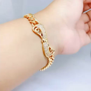Gelang Rantai Plat Wanita Fhasion Perhiasan Xuping Lapis Emas 18.k