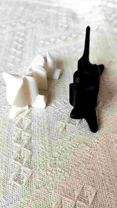 Puzzled Black White Cat Figurine