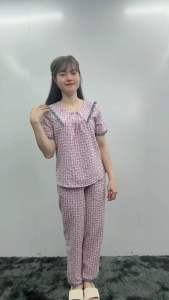 Bunnysky- đồ bộ mặc nhà nữ bộ cổ nhọn tiểu thư vải xốp nhật mềm mát