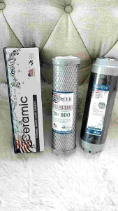 ไส้กรองน้ำดื่ม 3 ขั้นตอน 10" Aquatek Ceramic อ้วน เกรดพรีเมียม - กรองละเอียดถึง 0.3-0.8 micron, ดูดซึมสารแขวงลอย ทำความสะอาดทุก ๆ 3 เดือน, ดูดซึมคลอรีน กลิ่น สี รส สารอินทรีย์ และสารอนินทรีย์, ยาฆ่าแมลง, ติดตั้งง่าย, 10" Ceramic + CTO Carbon Filter.