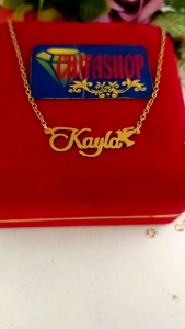 Kalung liontin nama Titanium anti karat lapis emas