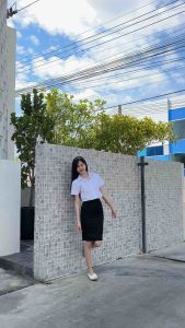 กระโปรงรับปริญญา\กระโปรงทรงเอพิธีการผ่าหลังทับยาว22-24(ผ้าเสริท)สีดำ