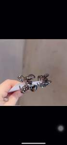 (Ready Stock 现货🇲🇾) Korean Style Imitation Rhinestone Obsidian Bowknot and Leaf Small Size Fringe Hair Claw Hair Clip 韩版仿水钻黑曜石蝴蝶结和叶子款刘海小抓夹发夹