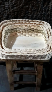 keranjang sender rotan - keranjang hampers rotan - 1 set keranjang rotan persegi