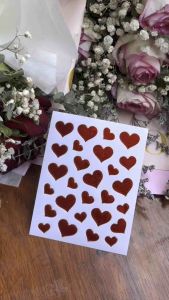 [ส่งจากไทย] สติ๊กเกอร์ หัวใจ 1 แพ็กมี10ใบ วาเลนไทน์ heart valentine หัวใจลายเรียบ gliter sticker ขอบทอง