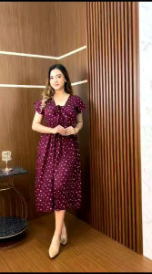 DRESS SELENA PENDEK//DASTER MOTIF KEKINIAN//DRESS PENDEK TERBARU HAWET