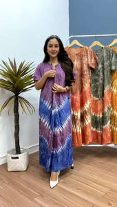 DASTER PANJANG DASTER KAOS PELANGI ABSTRAK RESLETING DEPAN BUSUI/BUMIL LD JUMBO