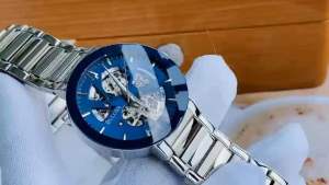 ĐỒNG HỒ NAM CHÍNH HÃNG BULOVA 96A204 Automatic Blue Dial Skeleton Silver Stainless Steel For Men