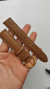 สายนาฬิกา 18 mm สีน้ำตาล หนังแท้ บีบงอไม่แตกไม่หัก แถมสปริงบาร์