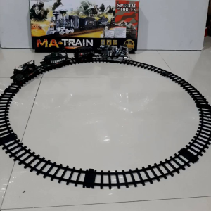 MA train dan CHO CHOO mainan kereta asap army train kereta mainan dengan REL suara dan lampu