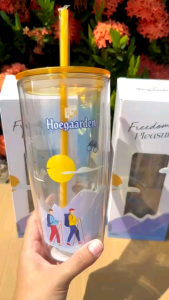 แก้วพลาสติก2ชั้น Hoegaarden ลายTravel(Yuzu) ขนาดความจุ 720 ml.