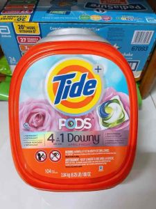MẪU MỚI - VIÊN GIẶT TIDE POS 4 in 1 Có Nước Xả Hương Downy Hương Hoa Hồng 104 Viên Của Mỹ