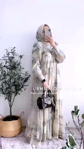 Gamis set URMILA SET HIJAB +GAMIS RAYA MODEL TERBARU SET HIJAB MEWAH LEBARAN KEKINIAN