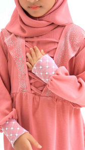 Gamis Anak Syaidah set phasmina usia UK SMLXL bahan crinkel aplikasi swarovski gamis anak