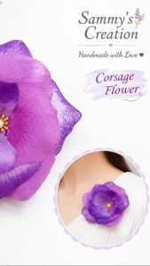 Handmade Realistic Corsage Flower Brooch 10cm Fabric Flower Pin DIY Wedding Hat Bag Decoration Purple Pink