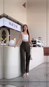 S-XXXL🔥Osaka Style 🩷กางเกงขากระบอกเอวสูงชิปหน้า ผ้าโอซาก้า ผ้าดีทรงสวย🔥