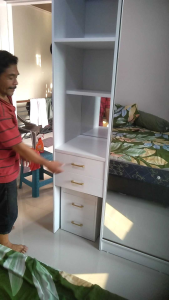 Lemari Sleding Hijab Pintu 2 Mirror Kabinet Perpaduan Meja Rias. Free Ongkir Jabodetabek