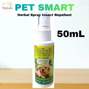 PET SMART Herbal Spray Insect Repellant 50mL - Eucalyptus Oil Citronella Oil Tea Tree Oil - For Veterinary Use Only